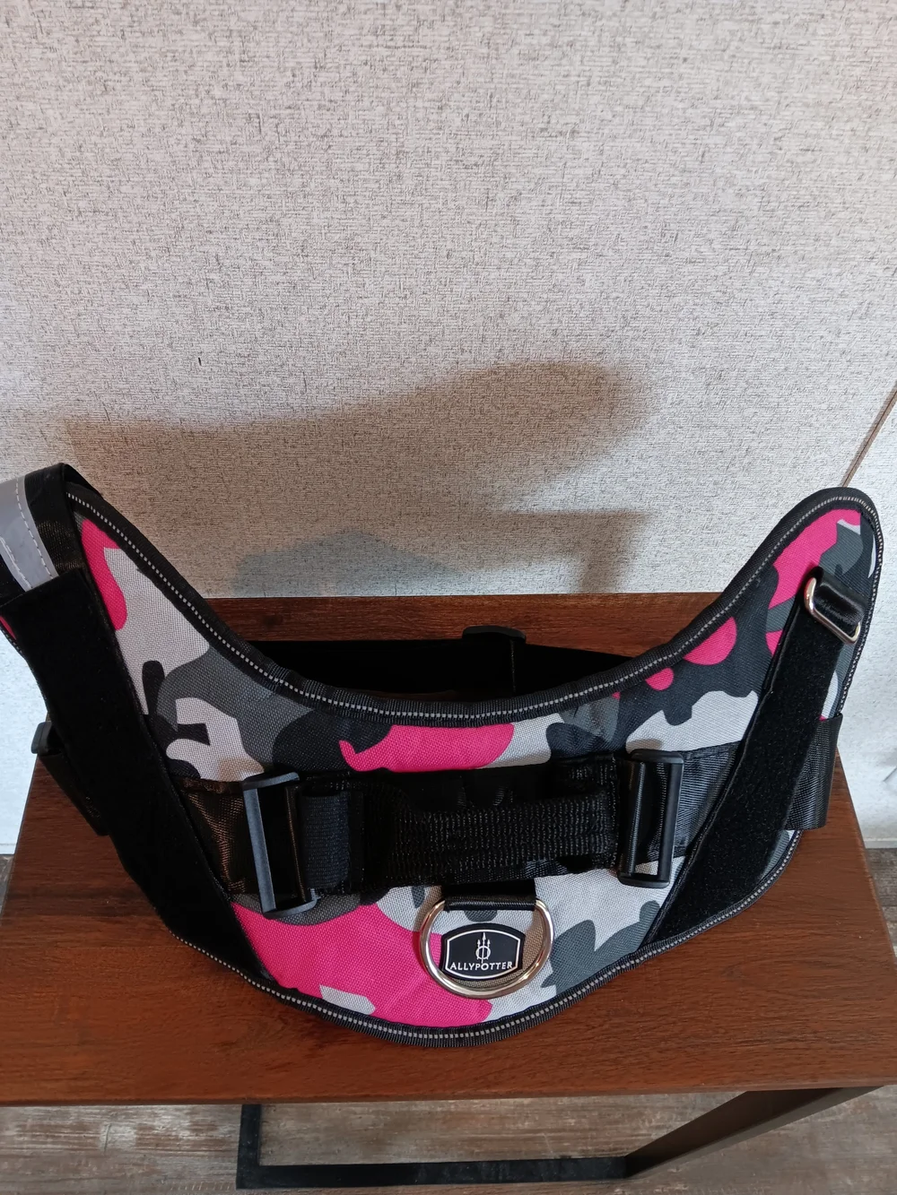 ALLYPOTTER Pink & Gray Camouflage Dog Harness Size XL